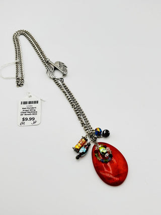 Red Pendant Angel Wing Clasp Necklace 25" length RCD