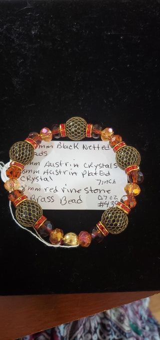 Bracelet 439 Black netted beads, Austria crystal s