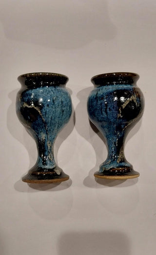 Ceramic Wine Goblet, GB, 5 3/4" Blue/Brown, RSV|54553