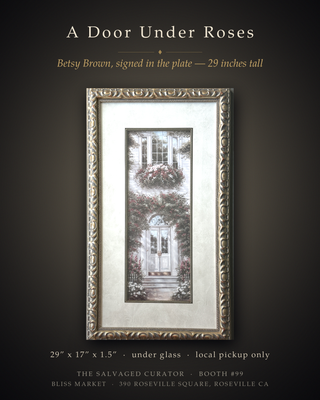 Betsy Brown Framed Art Print “Liberty Hall” — Rose-Covered Doorway, 29” Ornate Silver-Gilt Frame