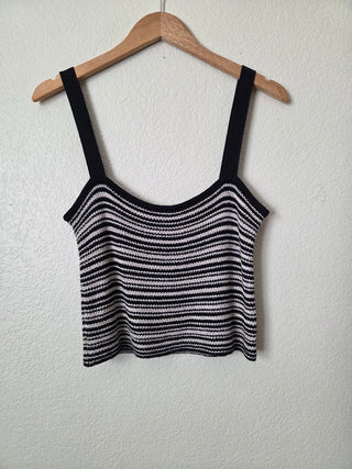 NEW! 07N Lucy in Paris black and beige striped knit tank RSV|157059