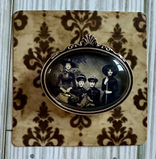 Vintage Style Brooch: Victorian Witches w/Silvertone Bezel RCD|117483