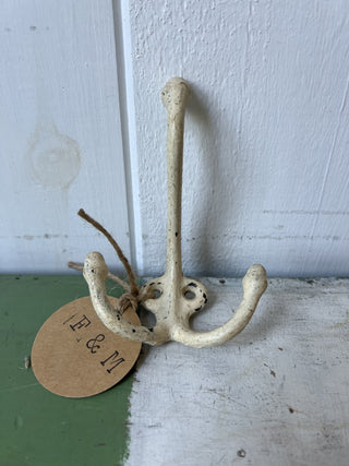 Antique Brass double wall hook/White|83634