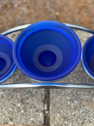 BB vintage post-modern tealight holder cobalt blue cones