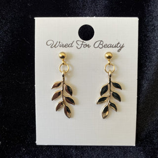 gold tone leaf branch earrings RSV