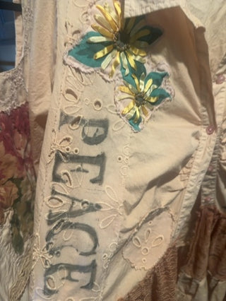 High low pleated lace and cotton shirt