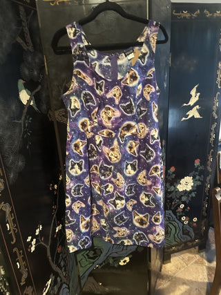 Retrolicious Galaxy Space Cats Mini Swing Fit and Flare Quirky size 1 Dress W/pockets #62 VV MTS|98277