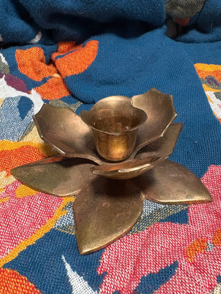 Brass Flower Candlestick Holder MTS|113446