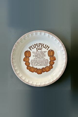 Country Harvest Pumpkin Pie Recipe Plate | Royal China by Jeannette | Fluted 11" Stoneware Baker, Circa 1980s