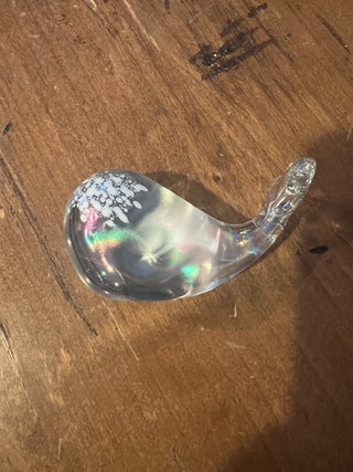 Clear iridescent hand blown glass whale|85272