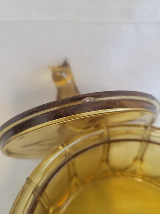 1920's Amber Glass Cat on Drum Covered Candy Dish RCD|101083