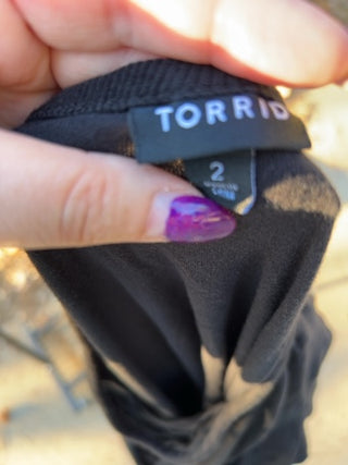 torrid Size 2 black top with slash front detail