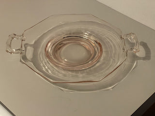 8.75" Vtg Pink Glass Octagonal Tray--SP RCD