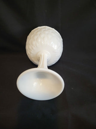 Vintage Indiana Duette Quilted Milk Glass Compote RCD