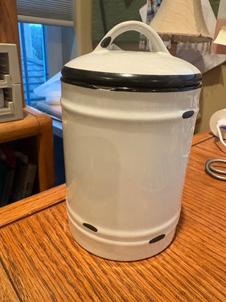 White Ceramic 11 oz. Canister (distressed look) 6" tall RCD