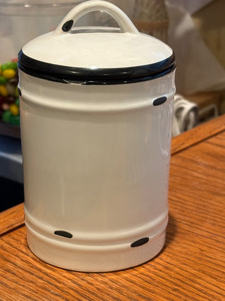 White Ceramic 11 oz. Canister (distressed look) 6" tall RCD