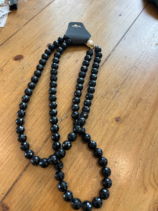 Vtg. Black Double Strand Necklace MTS