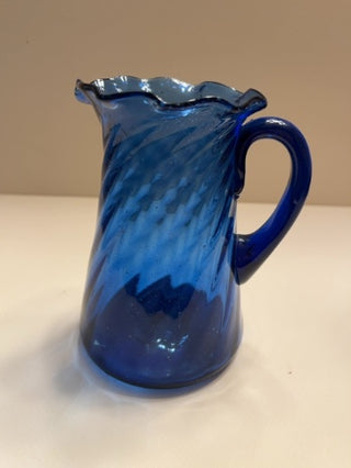 Small Handblown Blue glass pitcher