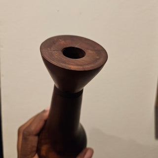 SALE - Dark Wooden Curved Taper Candleholder