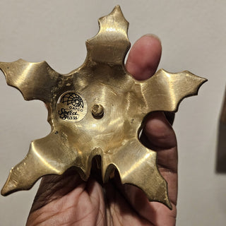 Vintage GATCO Solid Brass Leaf Taper Candleholder (BRI) - MTS|118755