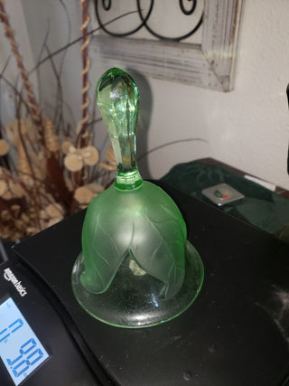 6 inch green glass bell|100563