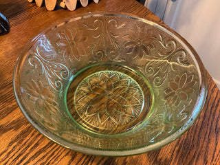 Vintage Chantilly Green Indiana Glass Bowl MTS