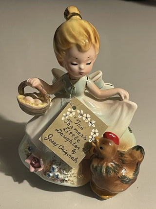 Vtg Farmer's Little Daughter w/ Hen, Josef Org--SP RCD
