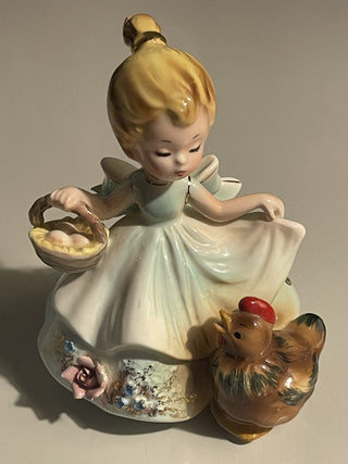 Vtg Farmer's Little Daughter w/ Hen, Josef Org--SP RCD