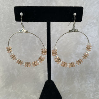 hoop earrings w/ pink & amber margarita beads RSV