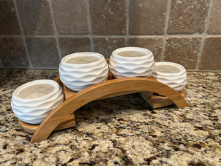 Arched Bamboo Plant Stand with 4 Pots    MTS