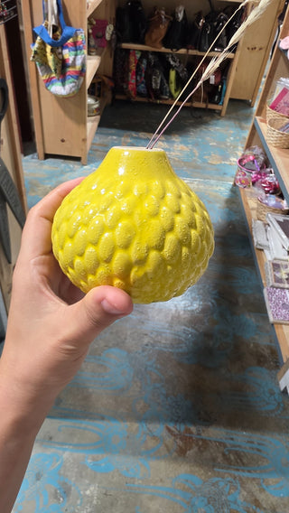 Ceramic HandMade yellow vase|77844