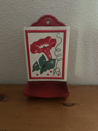 Vintage Tin Matchbox Holder, Morning Glory    MTS|82968