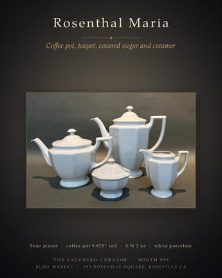 Vintage Rosenthal Germany Maria White Porcelain Coffee & Tea Service Set - 4 Pieces (Circa 1950s-1970s)