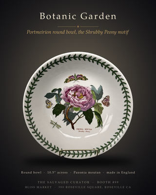 Portmeirion Botanic Garden 10.5” Salad Serving Bowl Shrubby Peony Paeonia Moutan