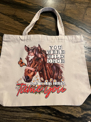 "Don"t Let Them Tame You" Large Zippered Canvas Tote RSV|84782