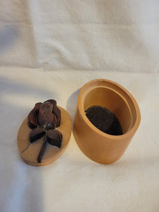 3-1/2 x 2-1/2" Oval Jewelry Wood Box with Rose on Lid RCD
