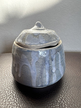 small blue ceramic jar MTS