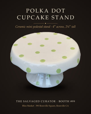 Ceramic Polka Dot Mini Cupcake Stand - Small Pedestal Display