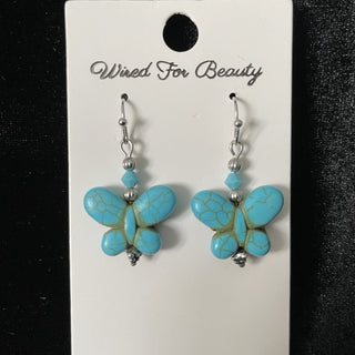 faux turquoise butterfly earrings RSV