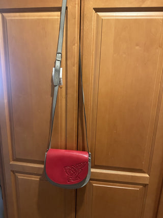 Cross body red and grey bag floral on front #63 VV MTS
