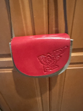 Cross body red and grey bag floral on front #63 VV MTS