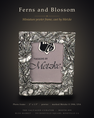 Vintage Metzke Pewter Mini Floral Picture Frame 1984 USA Made Small 2x1.5