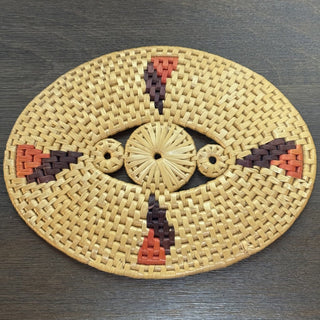 Vintage Raffia Woven Oval Trivet MTS