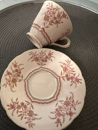 Vintage Teacup/ Saucer Tuscan Pink Green MTS