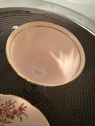 Vintage Teacup/ Saucer Tuscan Pink Green MTS
