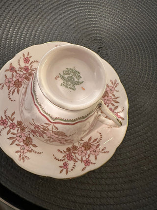 Vintage Teacup/ Saucer Tuscan Pink Green MTS