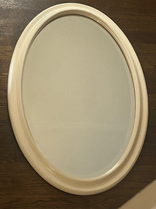 White Oval Bevelled Mirror    MTS