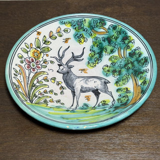 Vintage Majolica Spanish Pottery Deer Plate * MTS