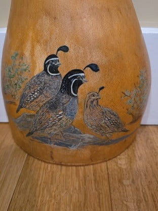 RF Hand Painted Quail Gourd Wall Pocket