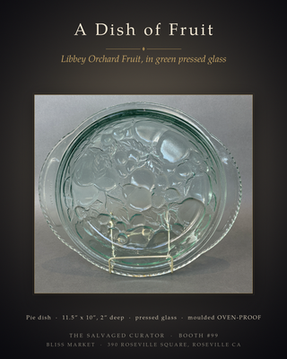 Vintage Libbey Orchard Fruit Green Glass Pie Dish - 11.5" Oven-Proof Baking Pan 🥧🍂